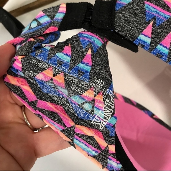 Victoria Secret Pink Pastel Color Pallet Aztec Print Light Life Bra size 34D - Picture 10 of 10